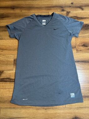 Nike Pro Heather Gray V-Neck Performance Top